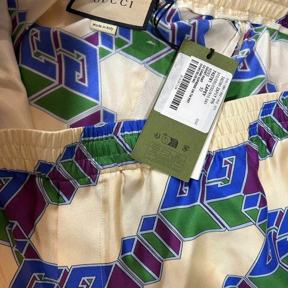 Men's Gucci, 3-D monogram silk twin shorts size 52/extra large made in Italy